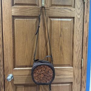 American Darling Canteen Crossbody Hand Tooled Genuine Leather Purse
